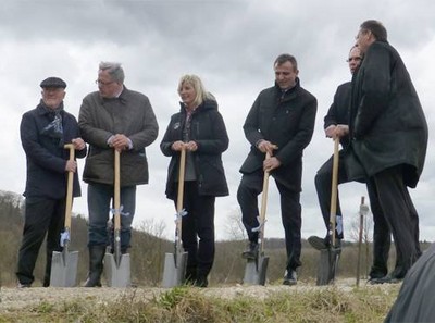 Baubeginn für den ersten Flutpolder an der Donau in Riedensheim.