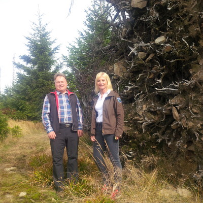 Ortstermin mit Forstminister Brunner in den Hochlagenwäldern des Nationalparks Bayerischer Wald.